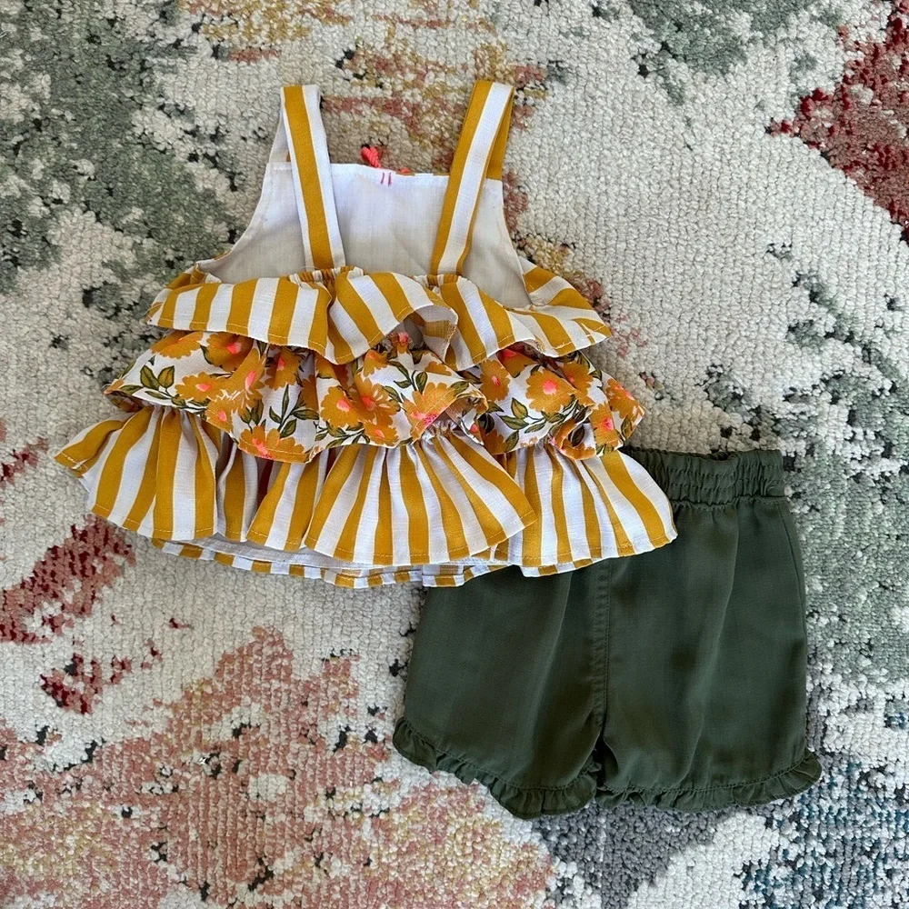 Daisy Fuentes Bohemian Ruffle Flowy Blouse + Ruffle Shorts 18 M Baby Girl